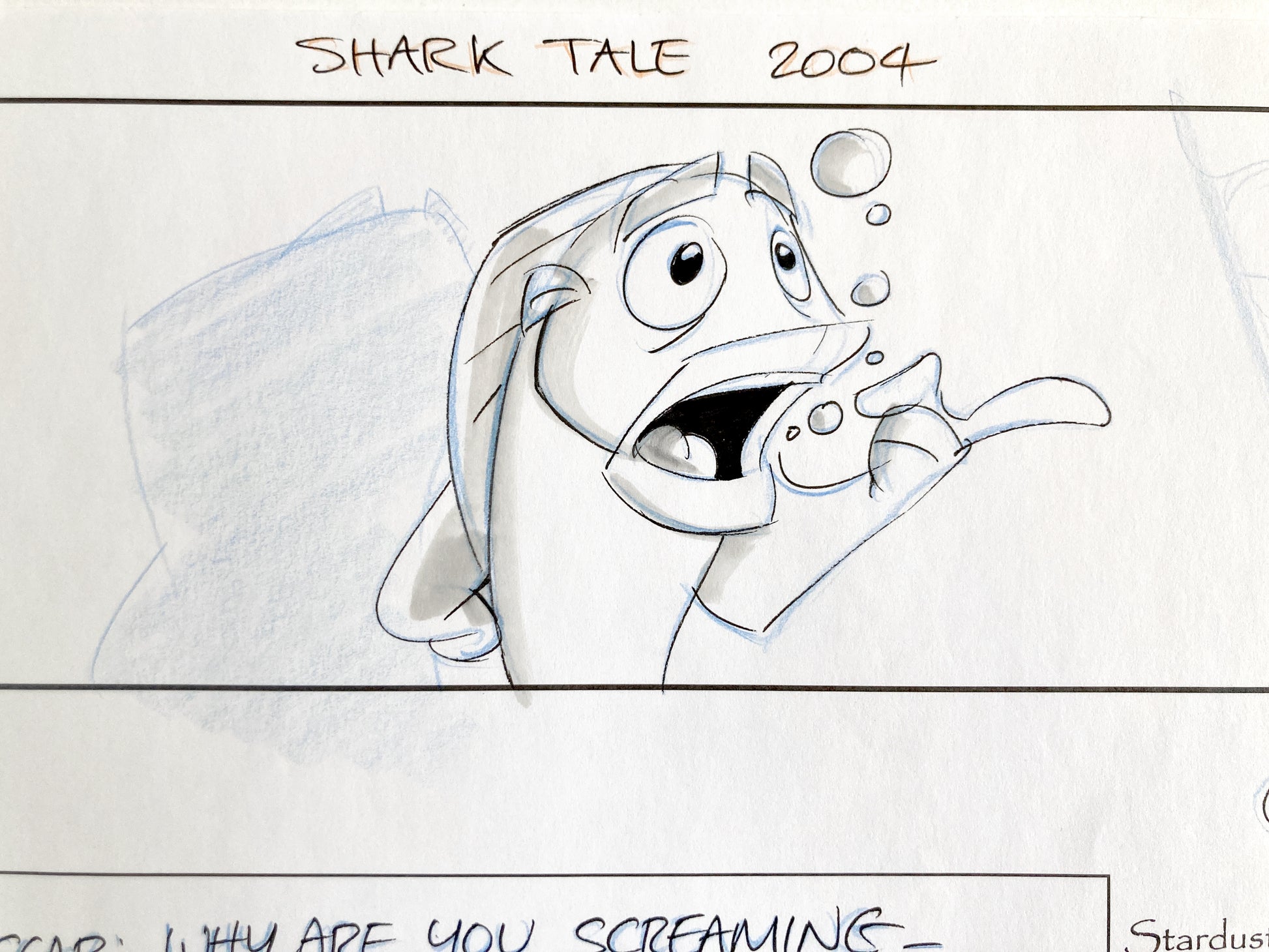 Shark Tale : Original Production Used Storyboard Art by Dino Athanassiou (DreamWorks, 2004). For sale on FLIP Gallery