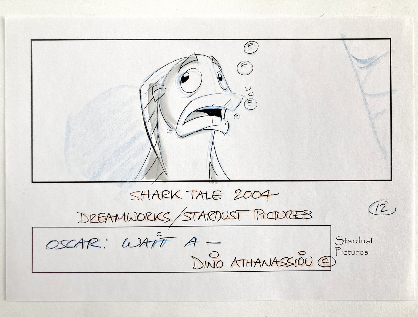 Shark Tale Original Production Used Storyboard Art - Signed by Dino Athanassiou (DreamWorks, 2004). For sale on FLIP Gallery