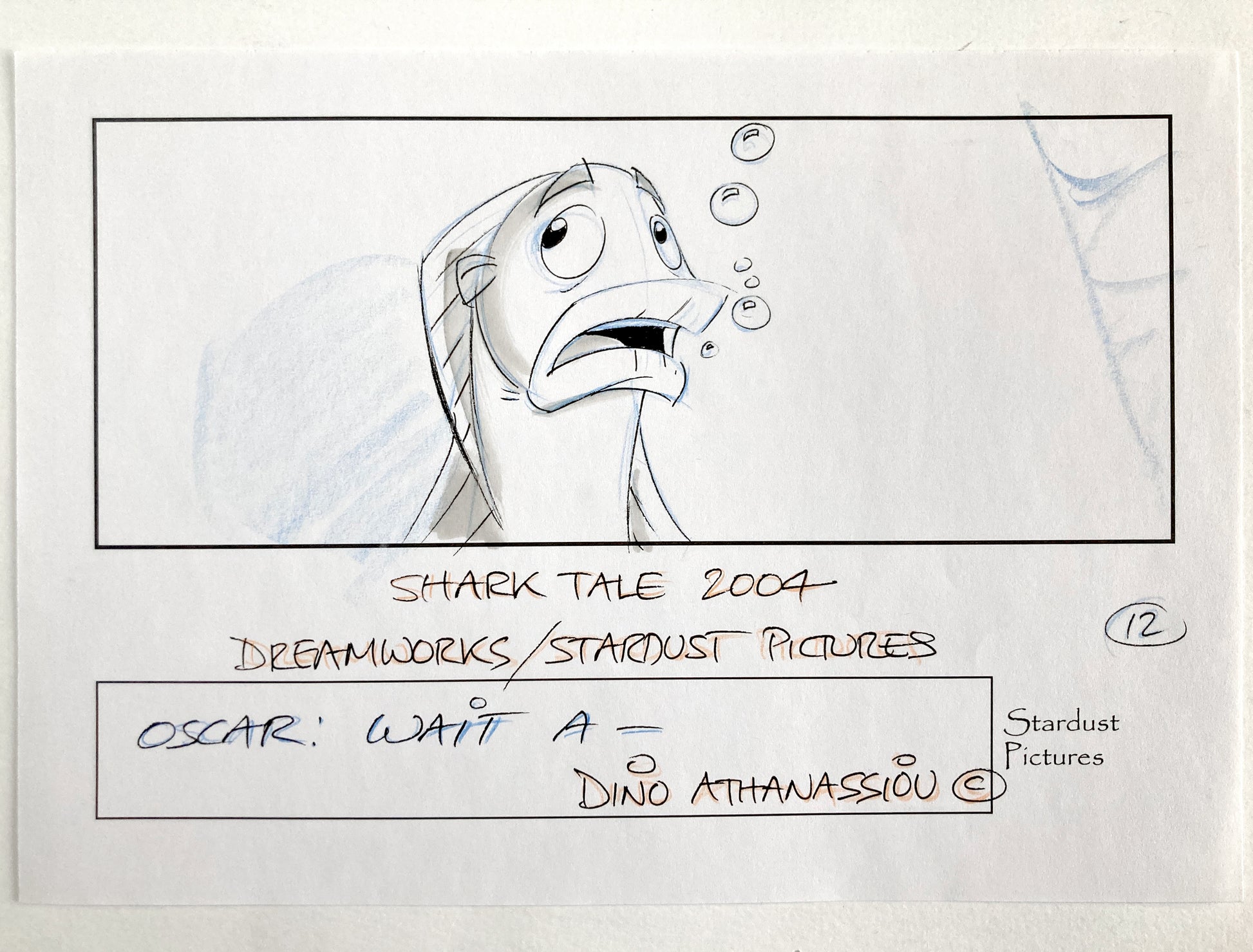 Shark Tale Original Production Used Storyboard Art - Signed by Dino Athanassiou (DreamWorks, 2004). For sale on FLIP Gallery