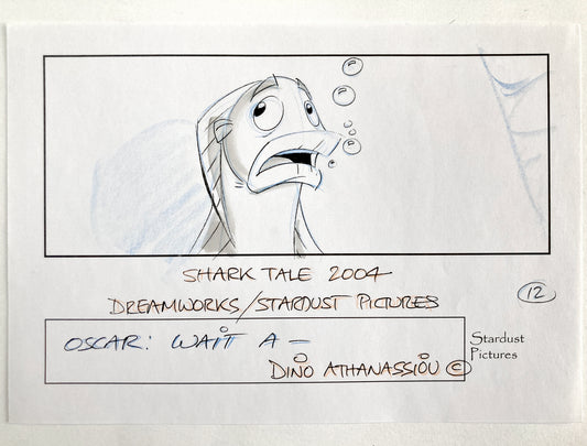 Shark Tale Original Production Used Storyboard Art - Signed by Dino Athanassiou (DreamWorks, 2004). For sale on FLIP Gallery