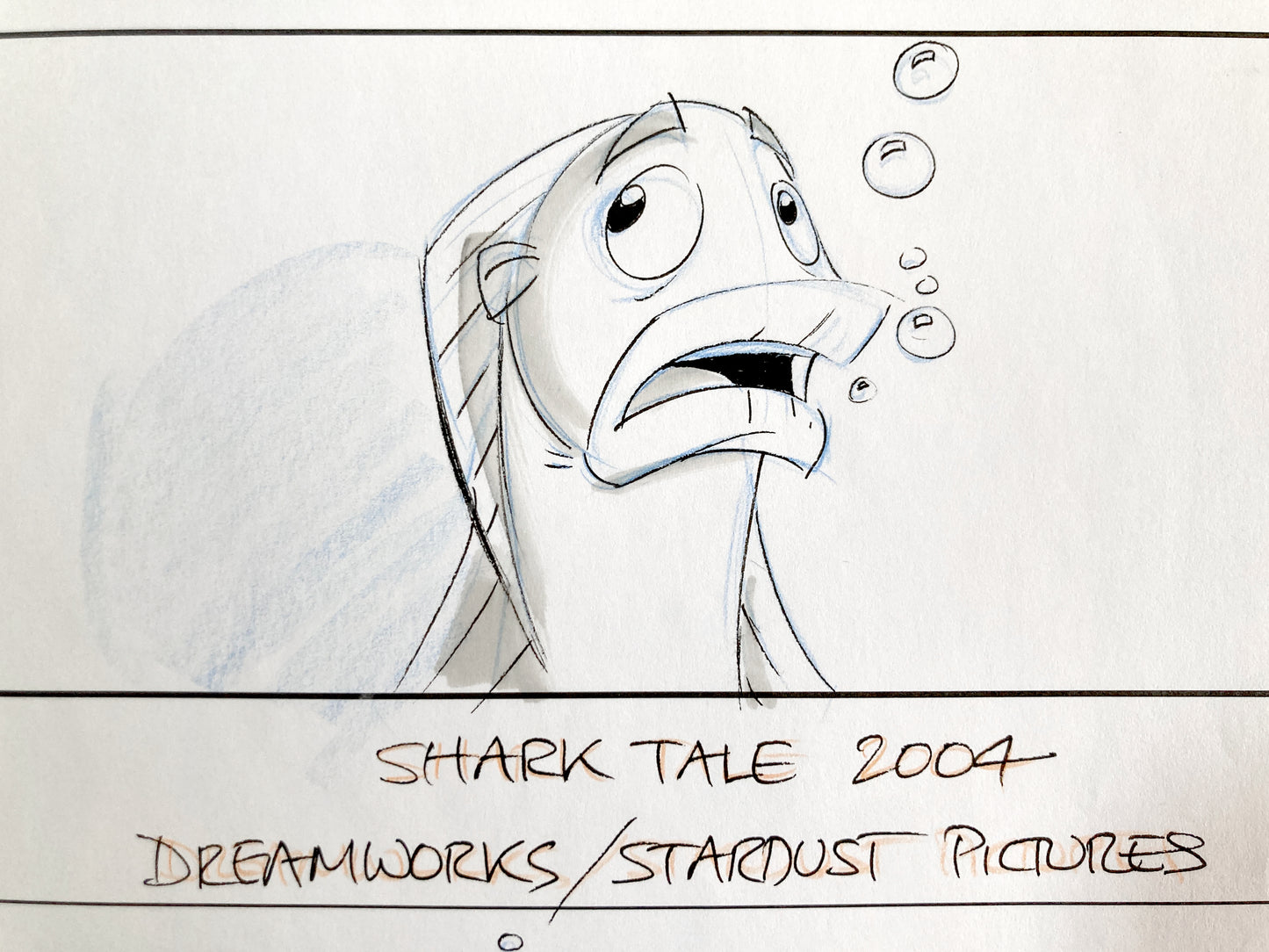 Shark Tale Original Production Used Storyboard Art - Signed by Dino Athanassiou (DreamWorks, 2004). For sale on FLIP Gallery
