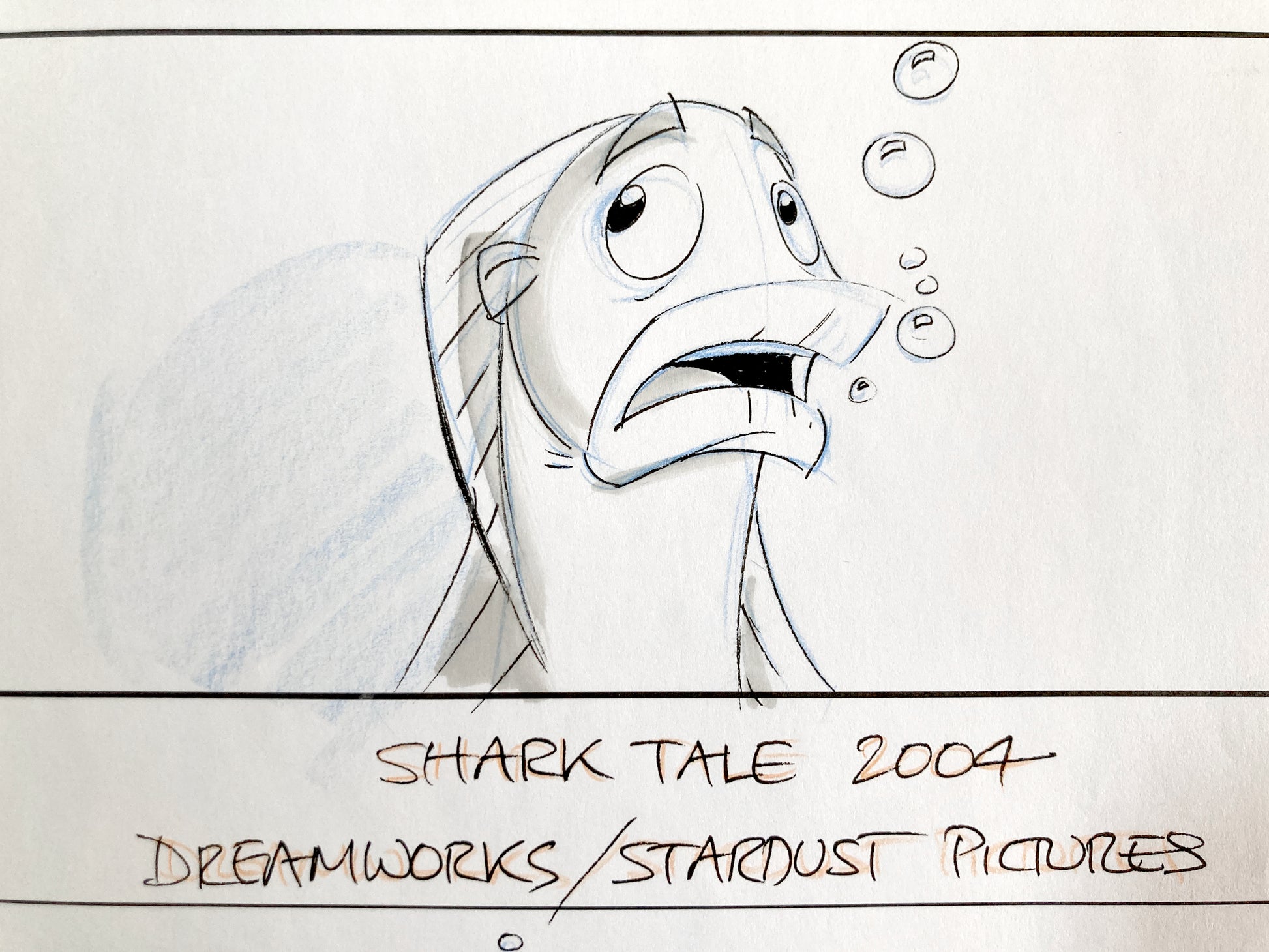 Shark Tale Original Production Used Storyboard Art - Signed by Dino Athanassiou (DreamWorks, 2004). For sale on FLIP Gallery