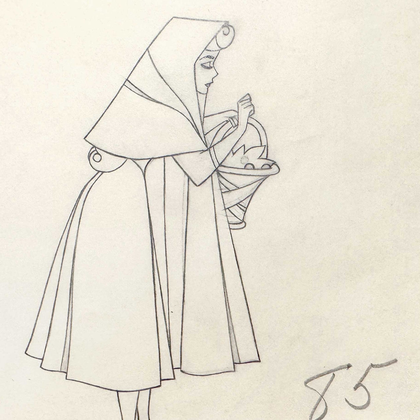 Sleeping Beauty Briar Rose Original Animation Production Drawing (Walt Disney, 1959). For sale on FLIP Gallery