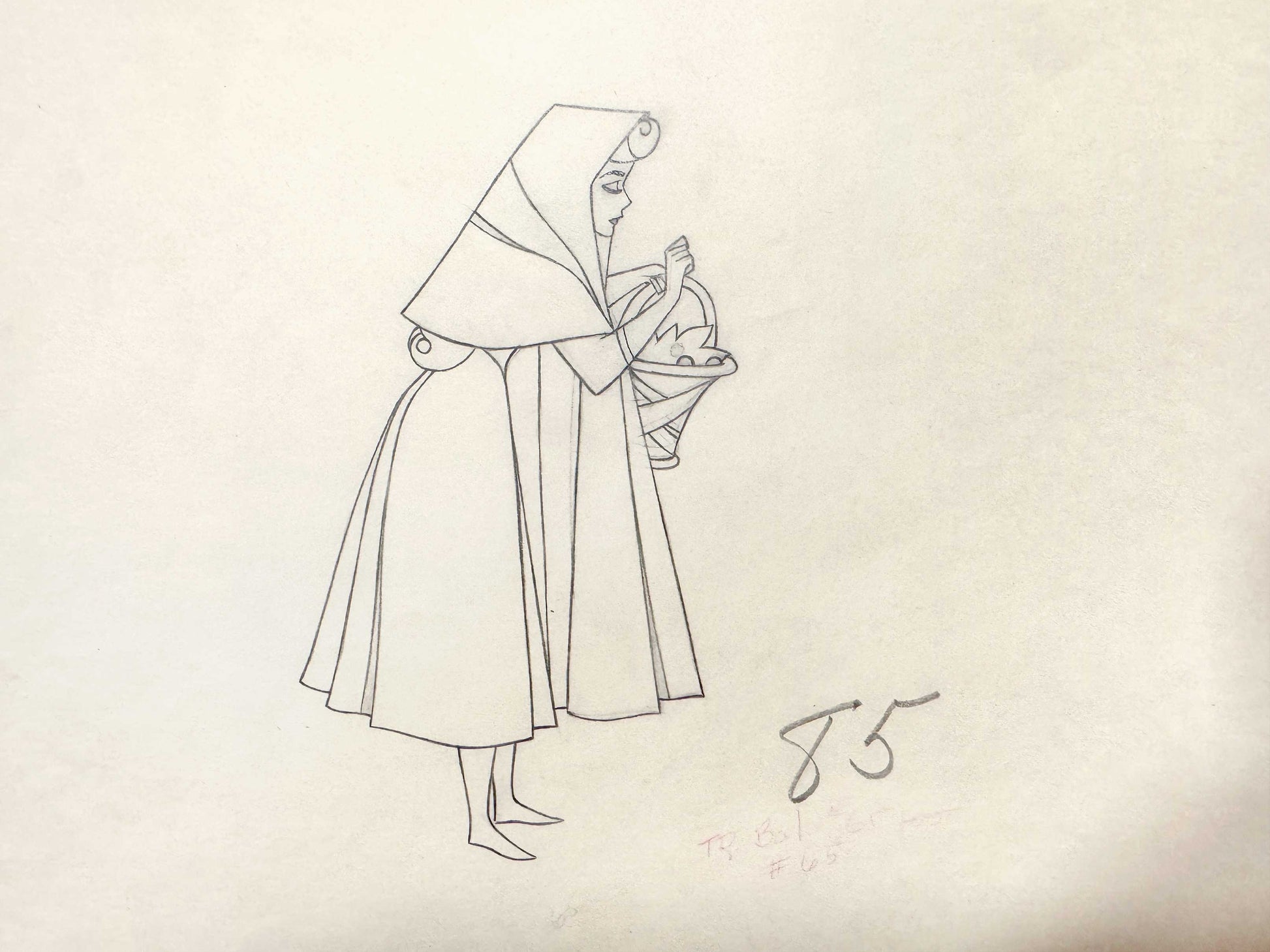 Sleeping Beauty Briar Rose Original Animation Production Drawing (Walt Disney, 1959). For sale on FLIP Gallery