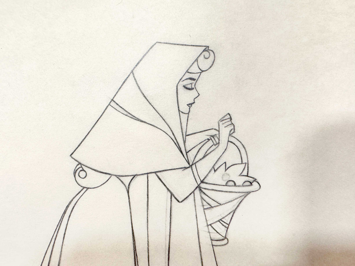 Sleeping Beauty Briar Rose Original Animation Production Drawing (Walt Disney, 1959). For sale on FLIP Gallery