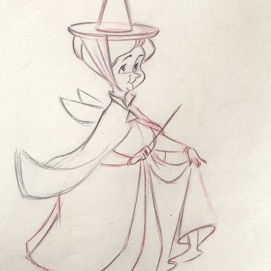 Sleeping Beauty Fauna Original Animation Production Drawing (Walt Disney, 1959). For sale on FLIP Gallery