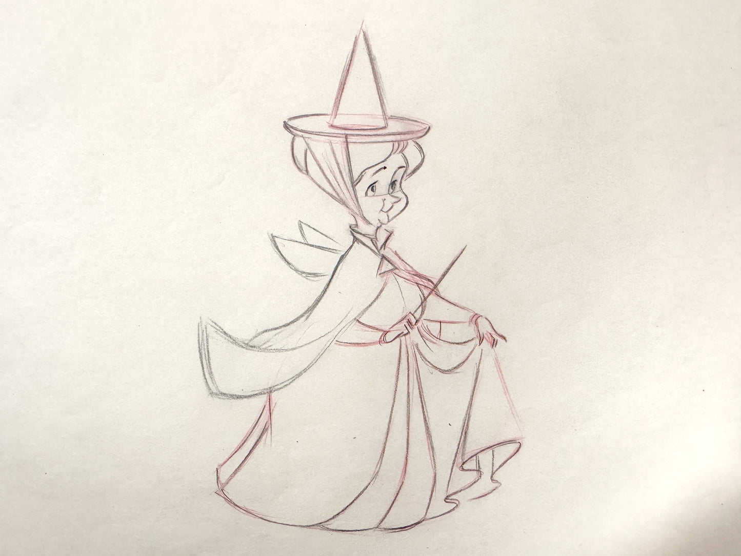 Sleeping Beauty Fauna Original Animation Production Drawing (Walt Disney, 1959). For sale on FLIP Gallery