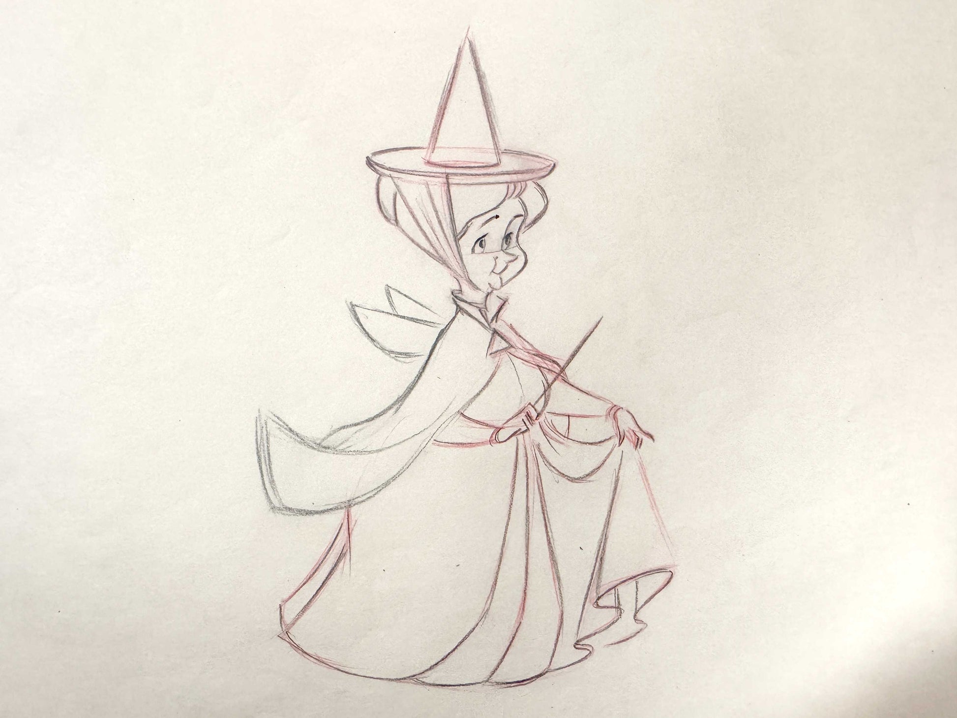Sleeping Beauty Fauna Original Animation Production Drawing (Walt Disney, 1959). For sale on FLIP Gallery