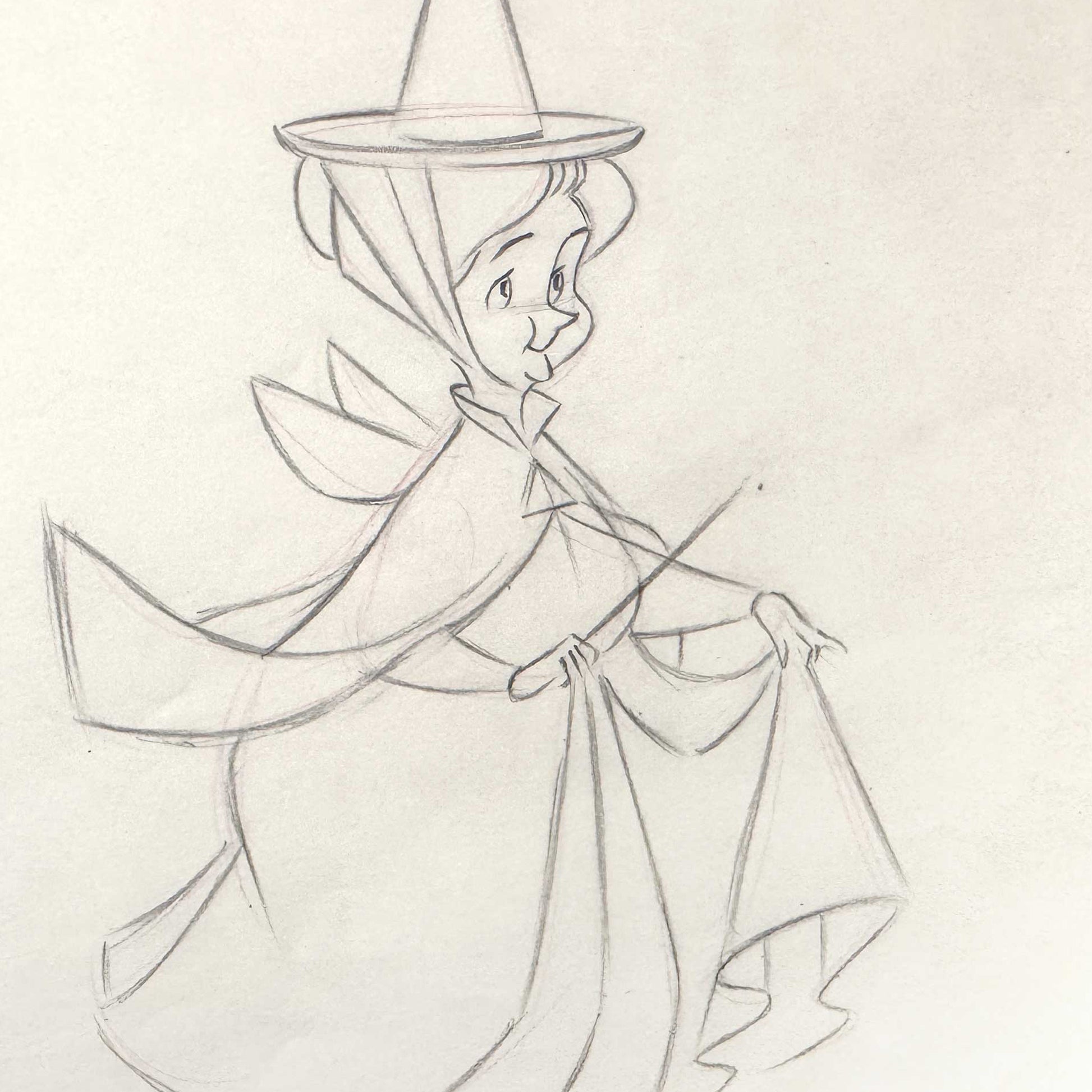 Sleeping Beauty Fauna Original Animation Production Drawing (Walt Disney, 1959). For sale on FLIP Gallery