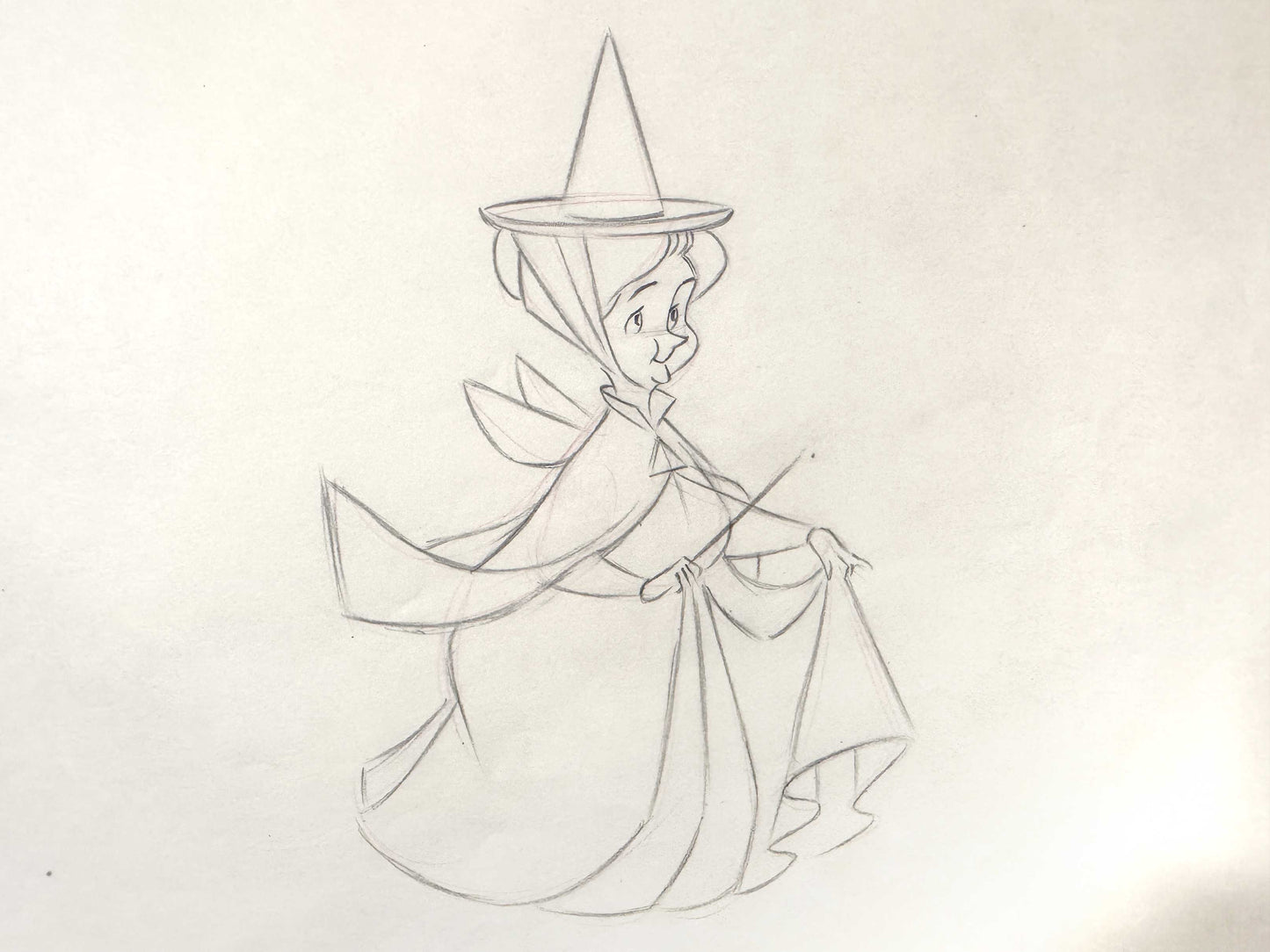 Sleeping Beauty Fauna Original Animation Production Drawing (Walt Disney, 1959). For sale on FLIP Gallery