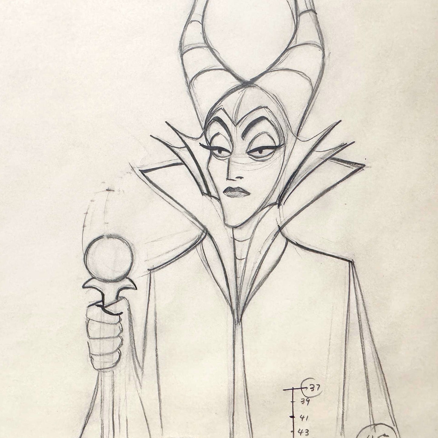 Sleeping Beauty Maleficent Original Animation Production Drawing (Walt Disney, 1959). For sale on FLIP Gallery