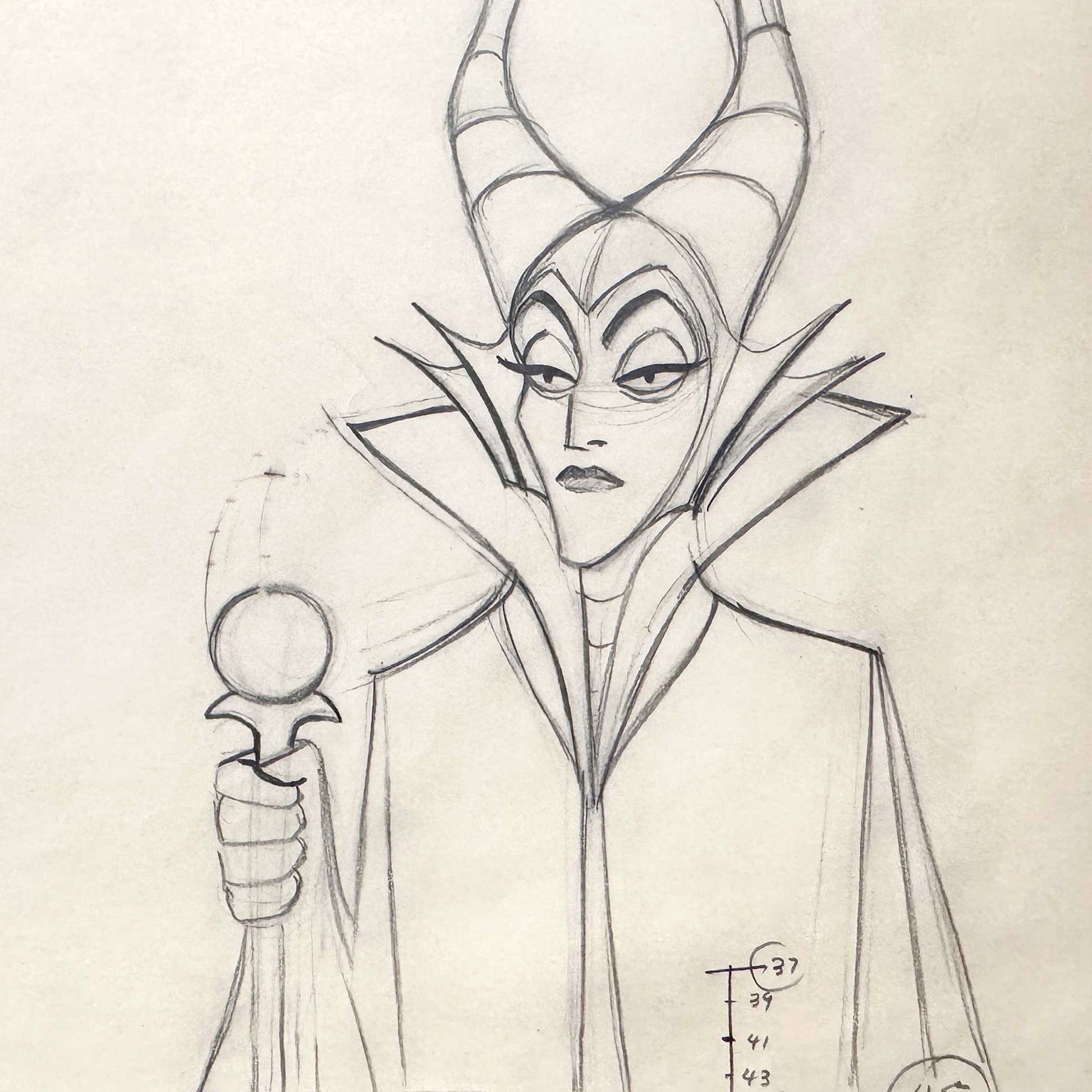 Sleeping Beauty Maleficent Original Animation Production Drawing (Walt Disney, 1959). For sale on FLIP Gallery