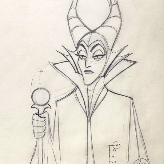 Sleeping Beauty Maleficent Original Animation Production Drawing (Walt Disney, 1959). For sale on FLIP Gallery