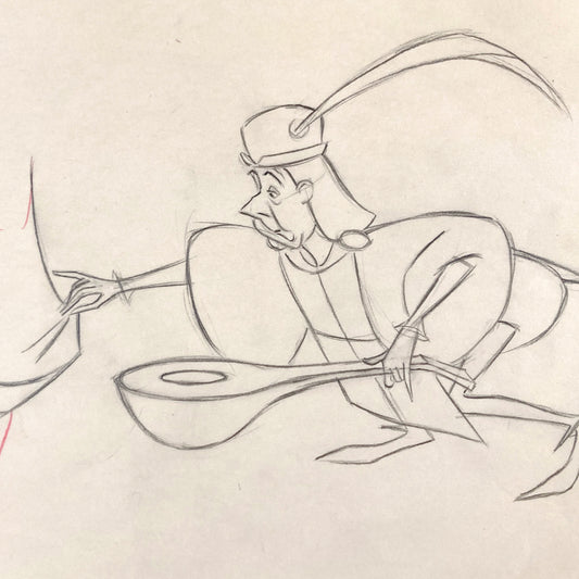 Sleeping Beauty - Original "Tipsy Lute-Playing Minstrel" Production Used Drawing (Walt Disney, 1959). For sale on FLIP Gallery