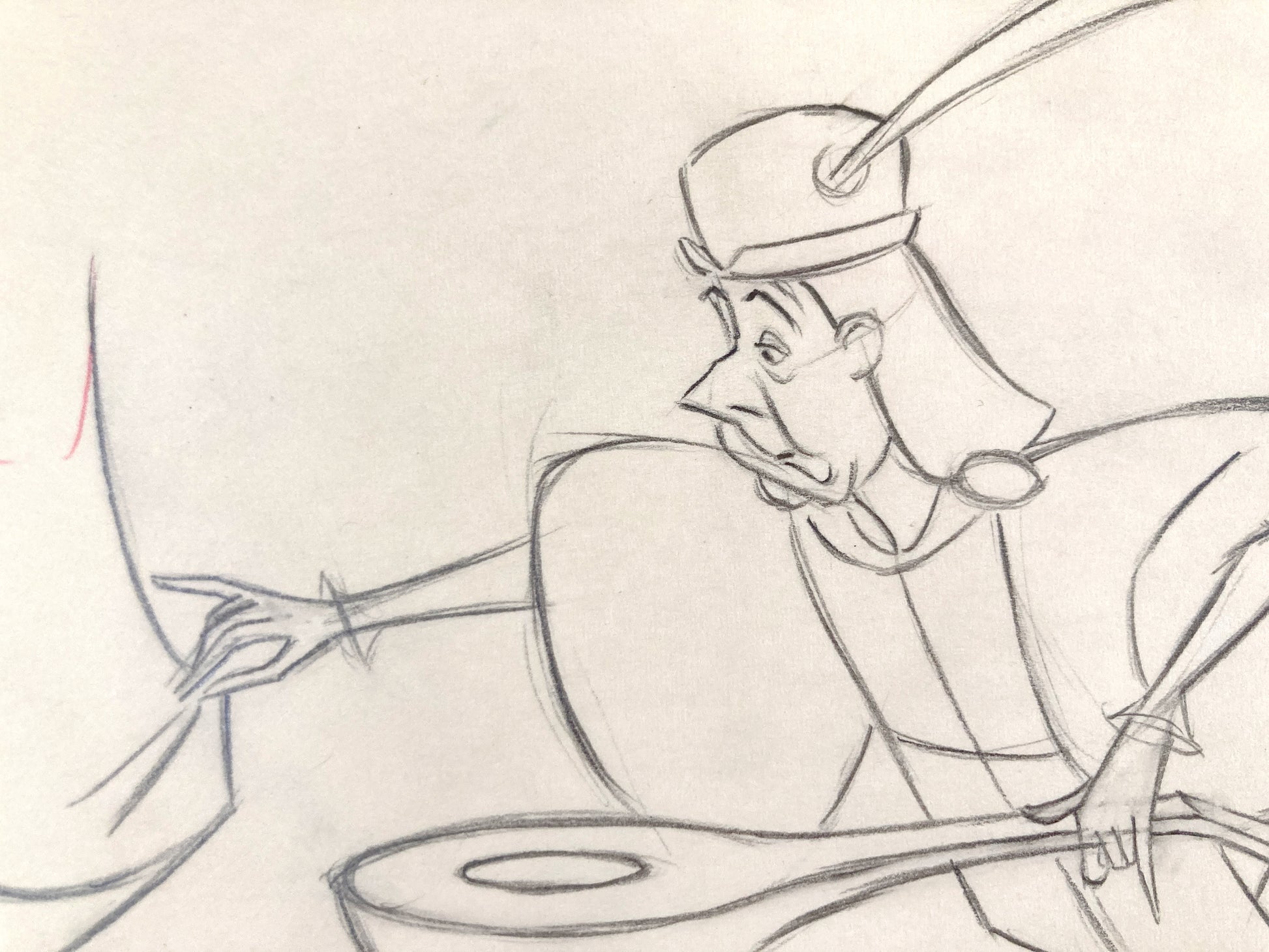 Sleeping Beauty - Original "Tipsy Lute-Playing Minstrel" Production Used Drawing (Walt Disney, 1959). For sale on FLIP Gallery