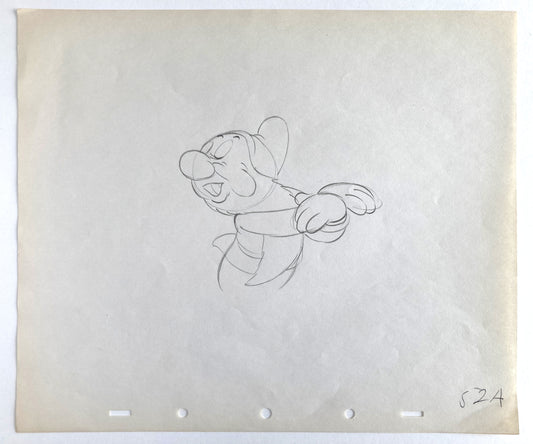 Snow White and the Seven Dwarfs : Original Bashful Production Rough Drawing (Walt Disney, 1937). For sale on FLIP Gallery
