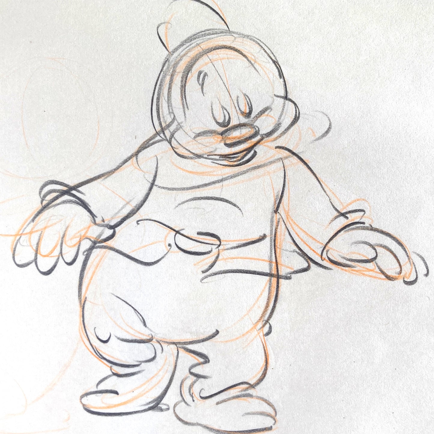 Snow White and the Seven Dwarfs "The Silly Song" Happy Rough Animation Drawing by Disney Legend Bill Tytla (Walt Disney, 1937). For sale on FLIP Gallery