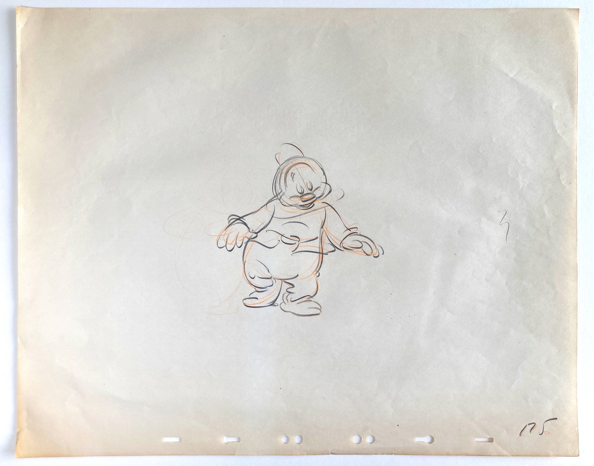 Snow White and the Seven Dwarfs "The Silly Song" Happy Rough Animation Drawing by Disney Legend Bill Tytla (Walt Disney, 1937). For sale on FLIP Gallery