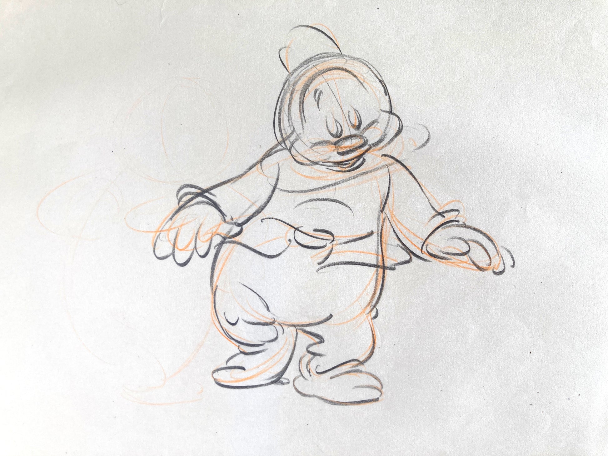Snow White and the Seven Dwarfs "The Silly Song" Happy Rough Animation Drawing by Disney Legend Bill Tytla (Walt Disney, 1937). For sale on FLIP Gallery