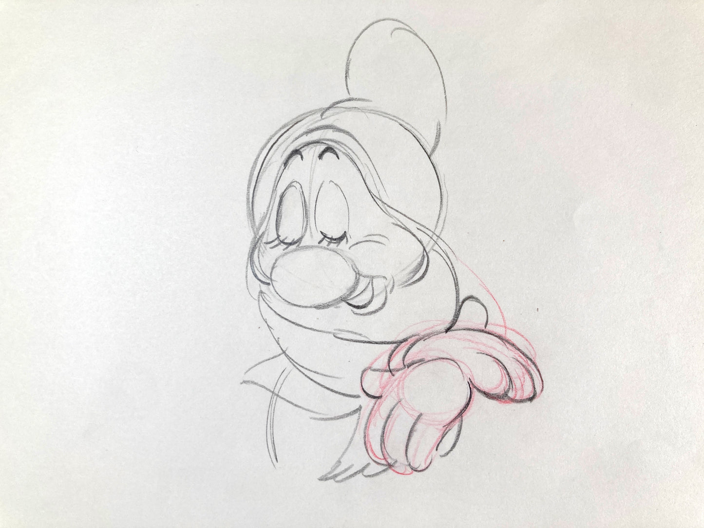 Snow White and the Seven Dwarfs : Original Bashful Production Rough Drawing (Walt Disney, 1937). For sale on FLIP Gallery