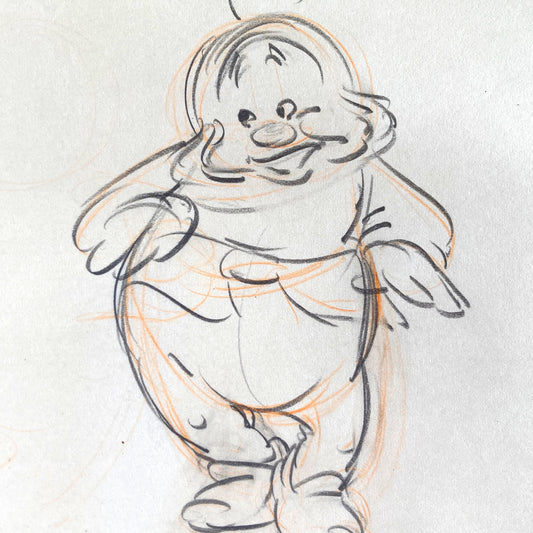Snow White and the Seven Dwarfs : "The Silly Song" Happy Rough Animation Drawing by Disney Legend Bill Tytla (Walt Disney, 1937). For sale on FLIP Gallery