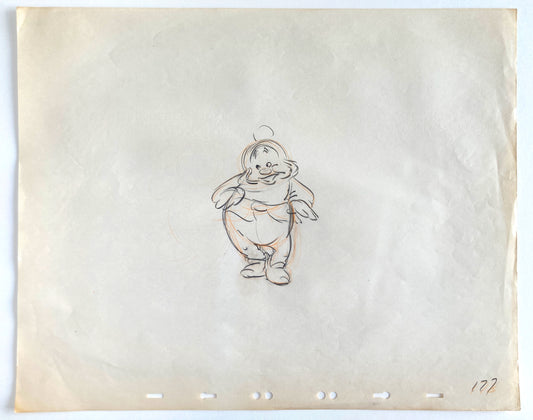 Snow White and the Seven Dwarfs : "The Silly Song" Happy Rough Animation Drawing by Disney Legend Bill Tytla (Walt Disney, 1937). For sale on FLIP Gallery