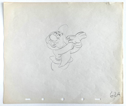 Snow White and the Seven Dwarfs : Original Bashful Production Rough Drawing (Walt Disney, 1937). For sale on FLIP Gallery