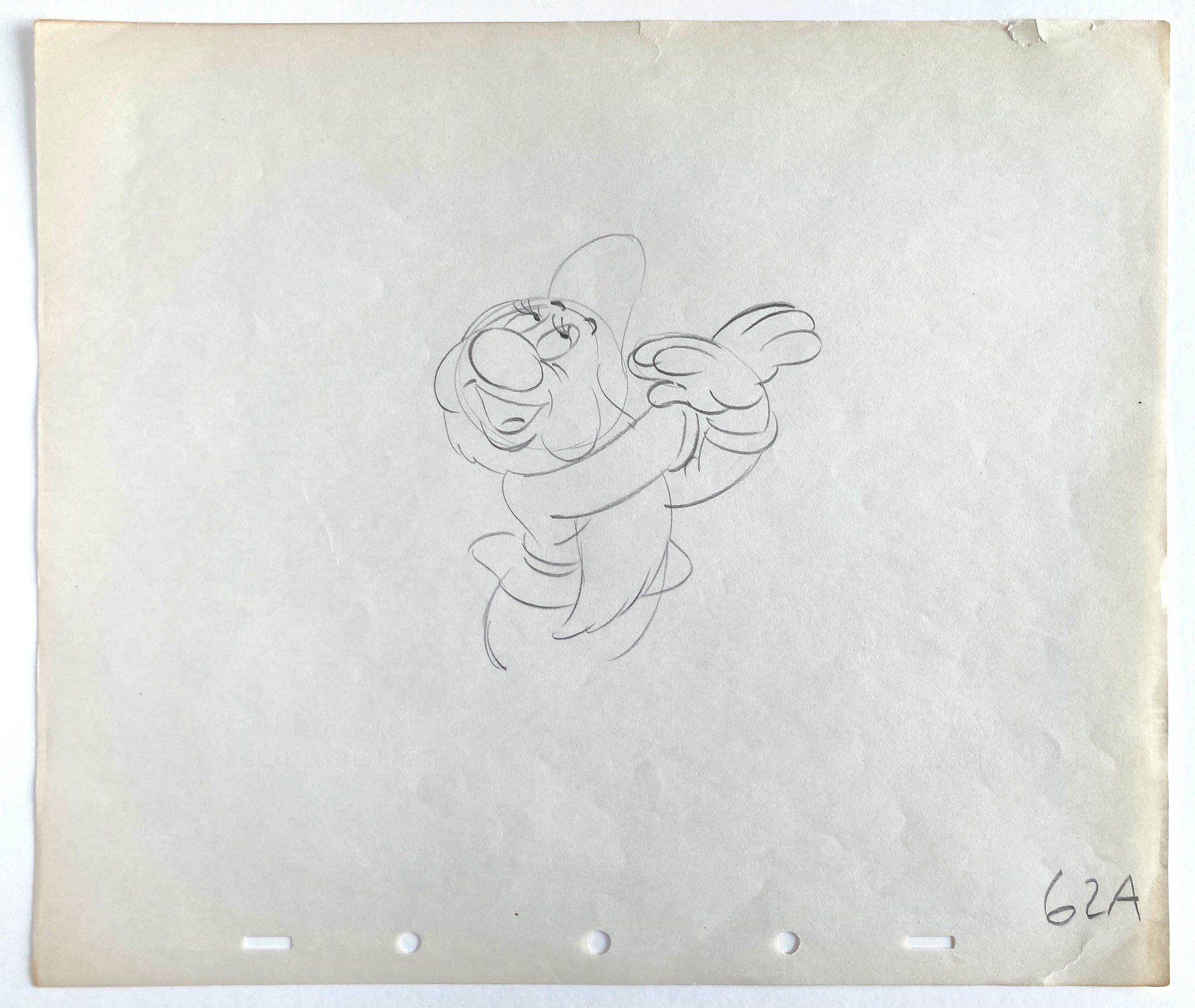 Snow White and the Seven Dwarfs : Original Bashful Production Rough Drawing (Walt Disney, 1937). For sale on FLIP Gallery