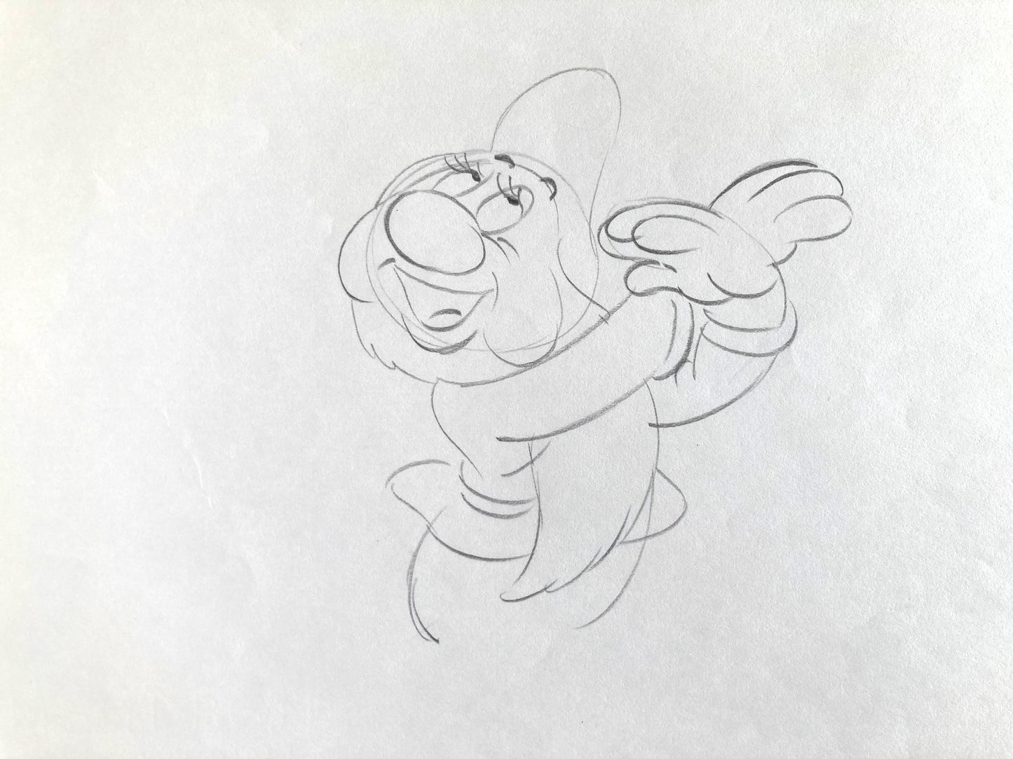 Snow White and the Seven Dwarfs : Original Bashful Production Rough Drawing (Walt Disney, 1937). For sale on FLIP Gallery