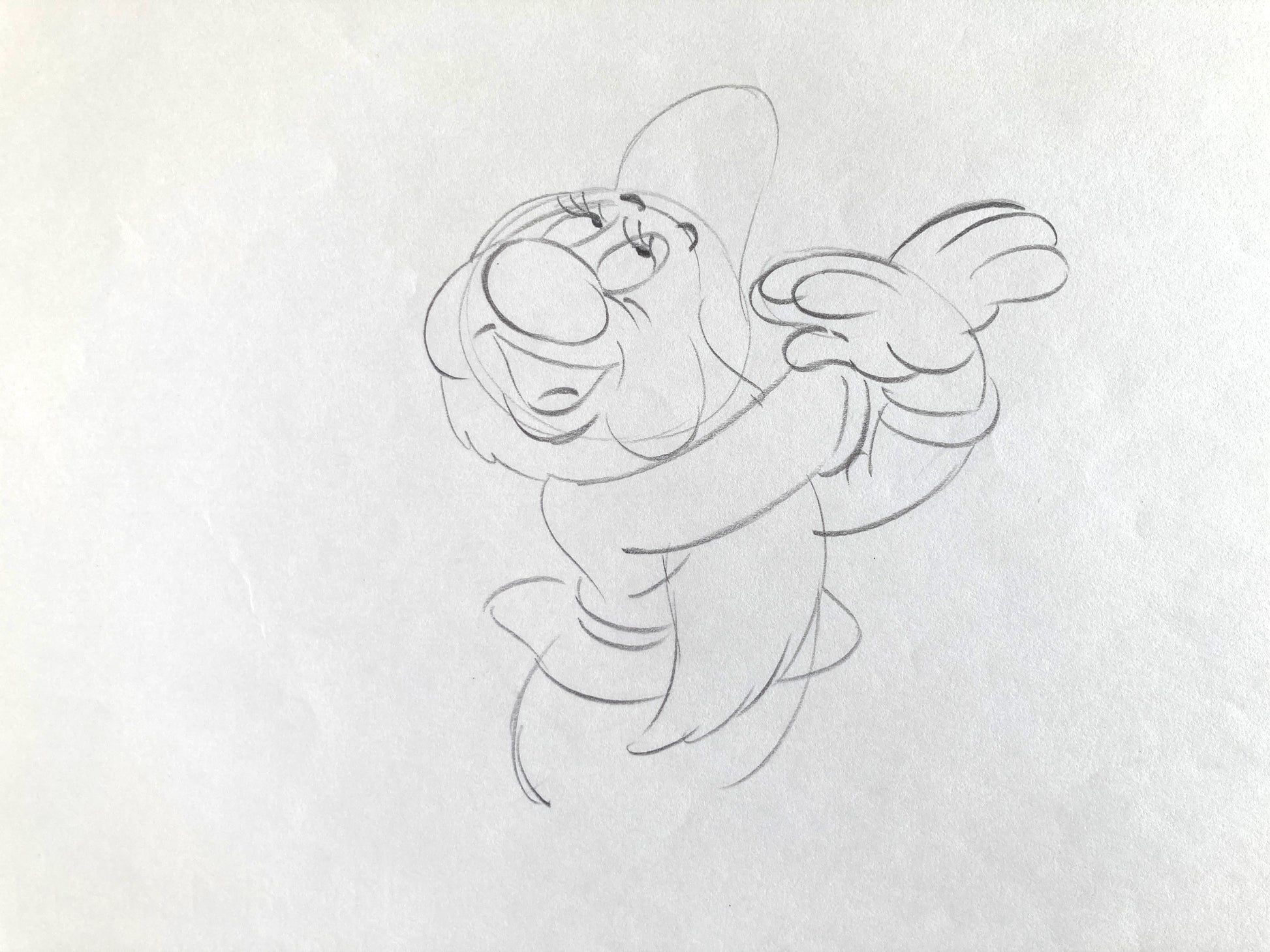 Snow White and the Seven Dwarfs : Original Bashful Production Rough Drawing (Walt Disney, 1937). For sale on FLIP Gallery