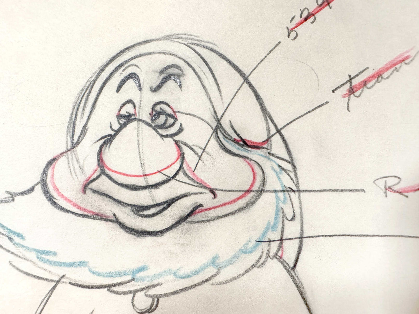 Snow White and the Seven Dwarfs - Sneezy Original Animation Art Drawing (Walt Disney, 1937). For sale on FLIP Gallery