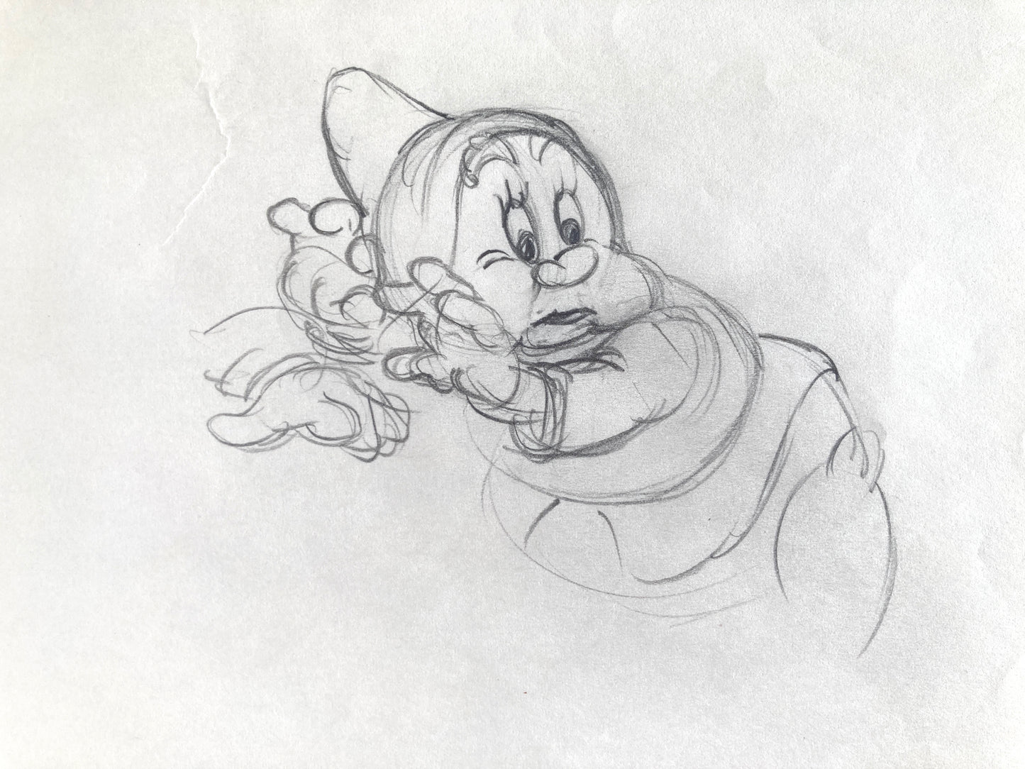 Snow White and the Seven Dwarfs : Deleted Soup Eating Scene Happy Animation Drawing (Walt Disney, 1937). For sale on FLIP Gallery