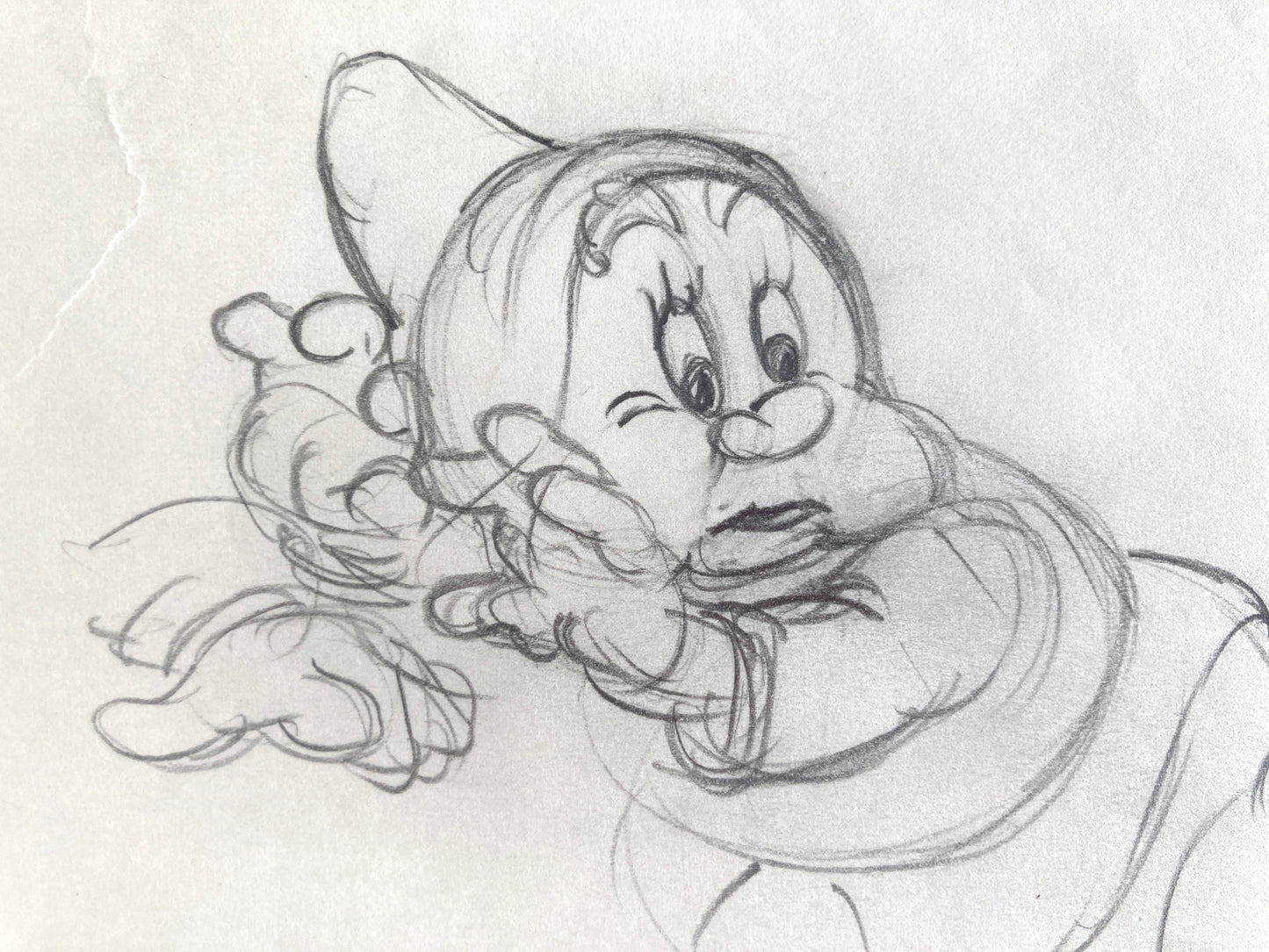 Snow White and the Seven Dwarfs : Deleted Soup Eating Scene Happy Animation Drawing (Walt Disney, 1937). For sale on FLIP Gallery
