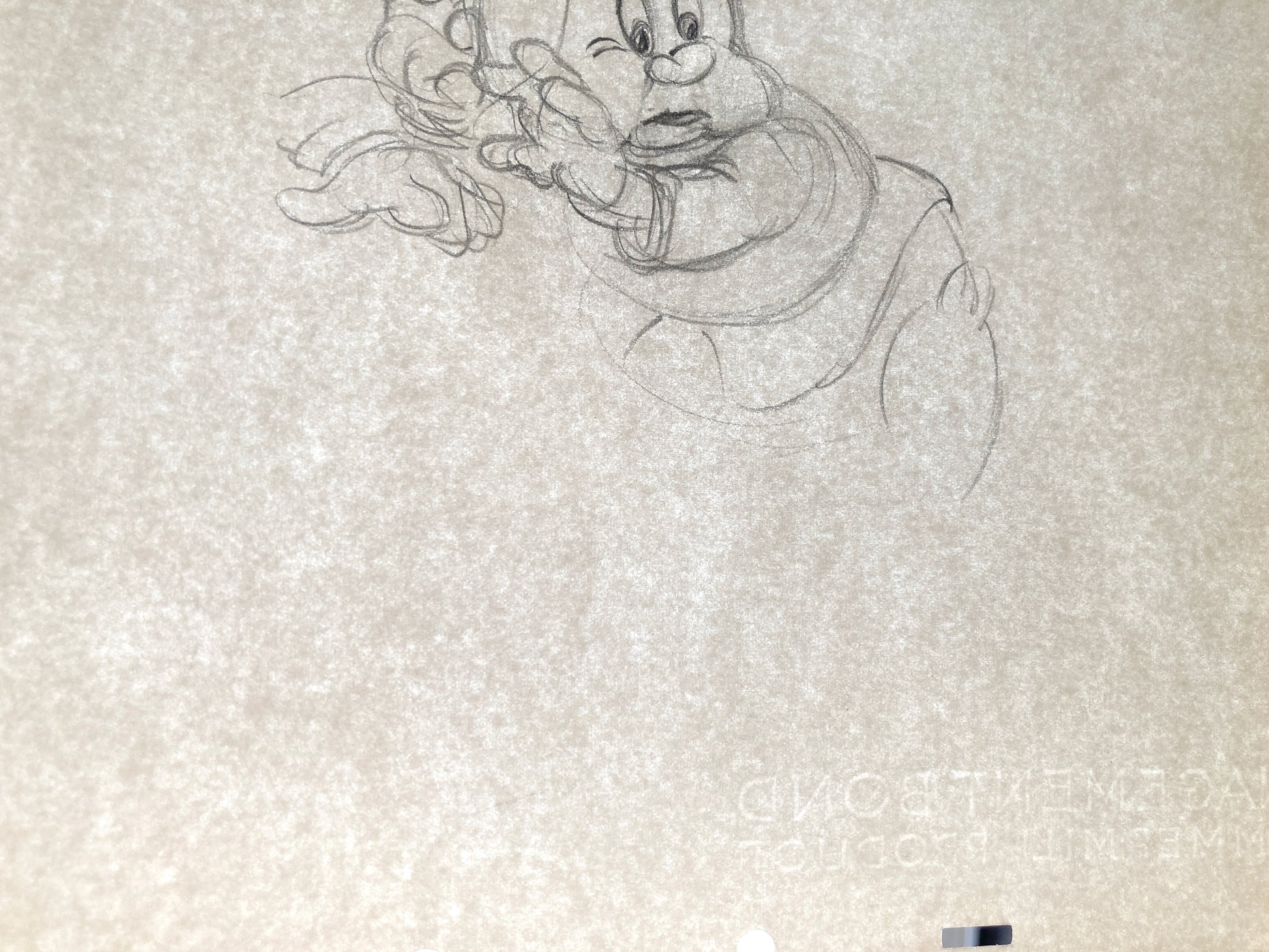 Snow White and the Seven Dwarfs : Deleted Soup Eating Scene Happy Animation Drawing (Walt Disney, 1937). For sale on FLIP Gallery