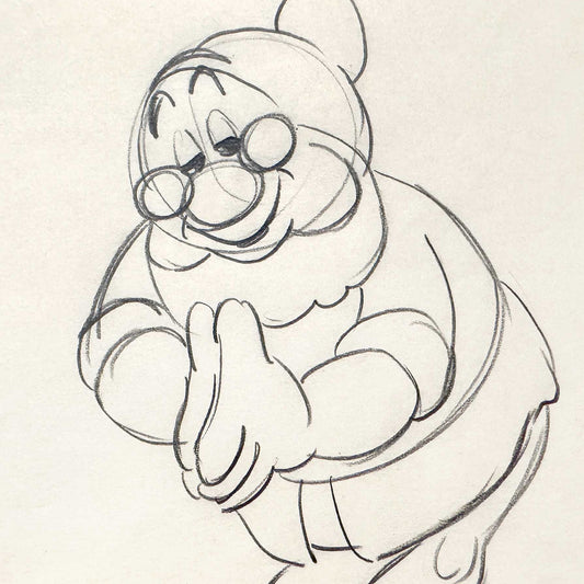 Snow White and the Seven Dwarfs - Doc Rough Original Animation Production Drawing (Walt Disney, 1937). For sale on FLIP Gallery