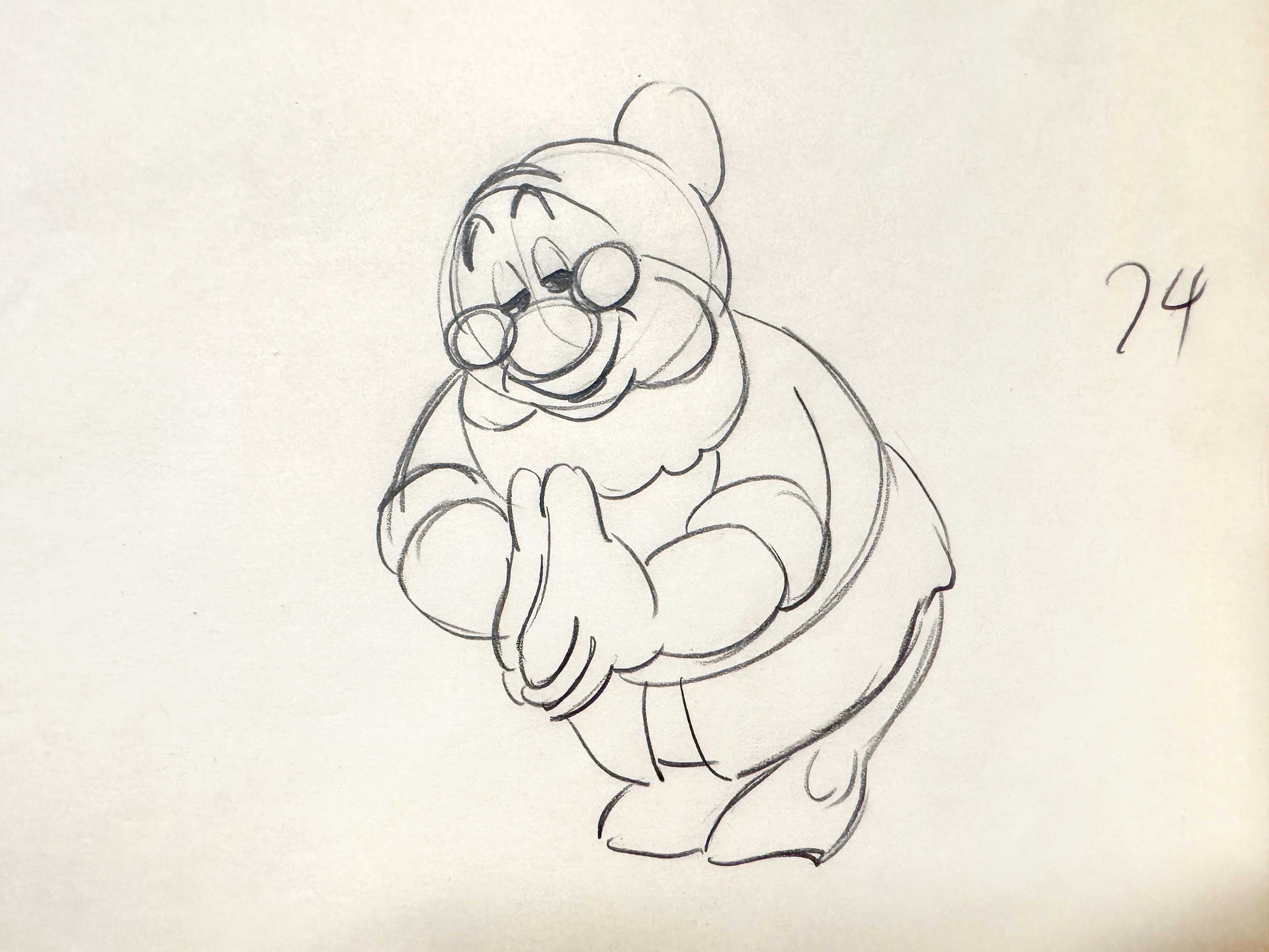 Snow White and the Seven Dwarfs - Doc Rough Original Animation Production Drawing (Walt Disney, 1937). For sale on FLIP Gallery