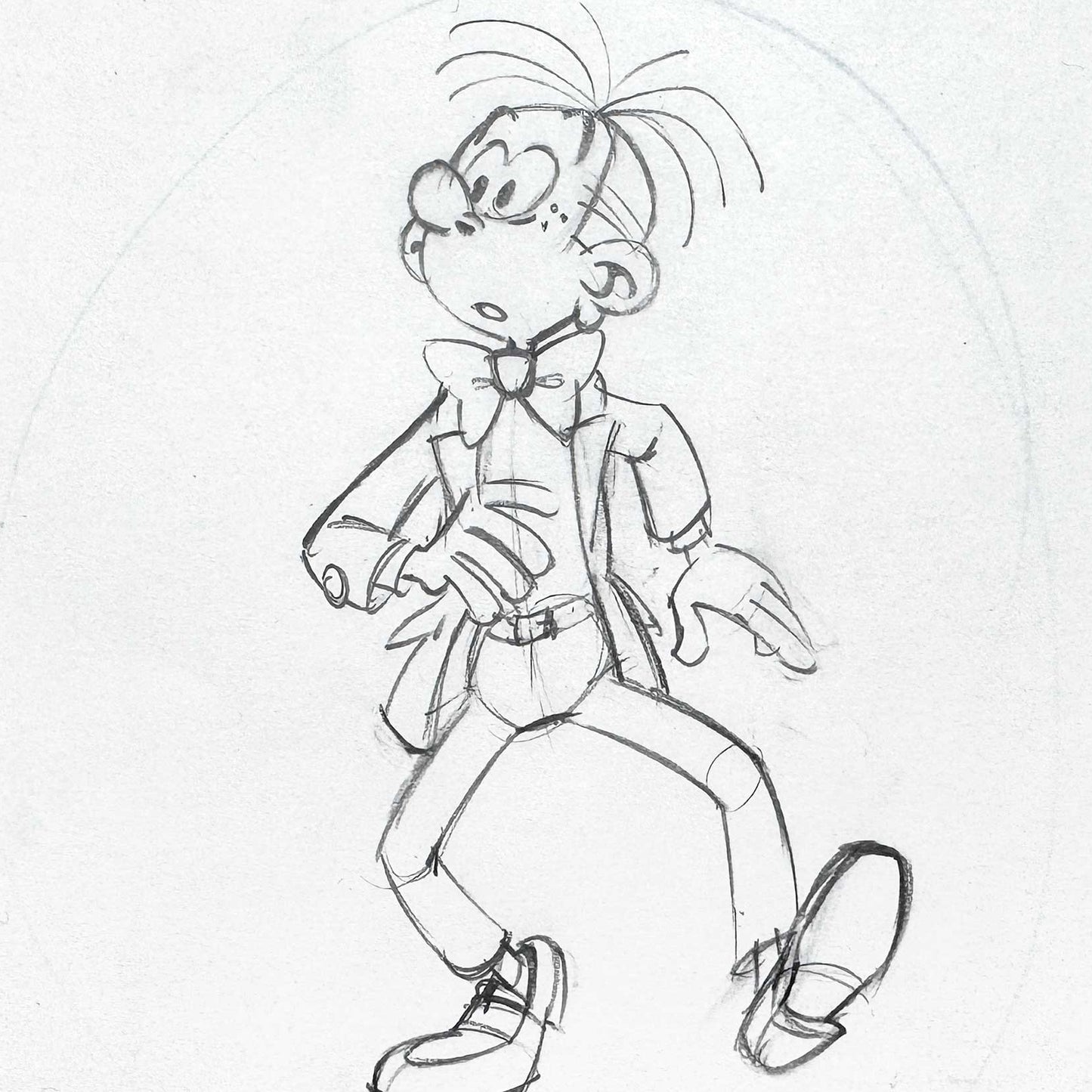Fantasio Original Animation Model Sheet Drawing – The New Adventures of Spirou and Fantasio (2006). For sale on FLIP Gallery