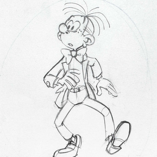 Fantasio Original Animation Model Sheet Drawing – The New Adventures of Spirou and Fantasio (2006). For sale on FLIP Gallery