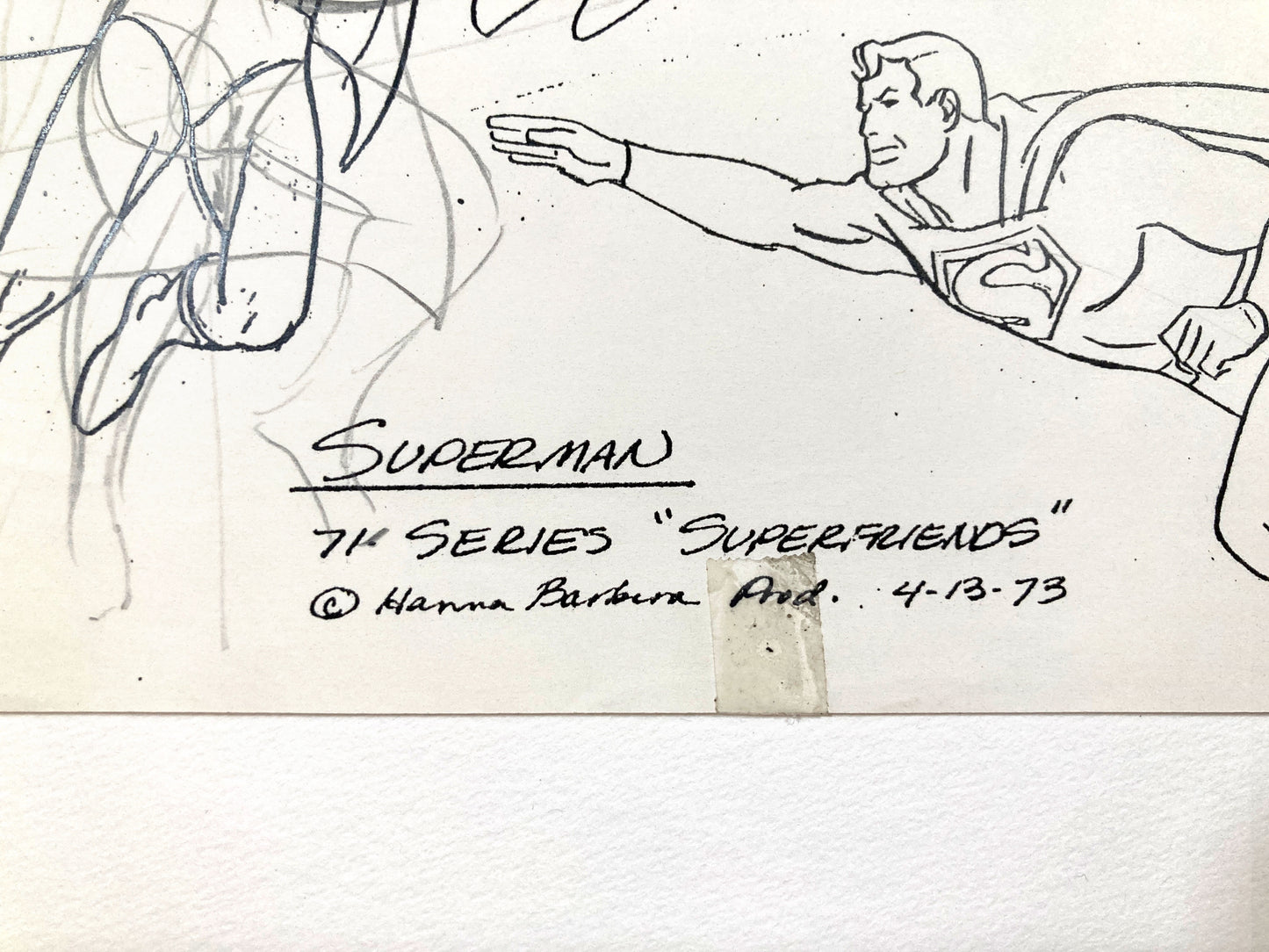 Offered here is a rare vintage model sheet of Superman from the 1973 animated series SuperFriends, produced by Hanna-Barbera. For sale on FLIP Gallery