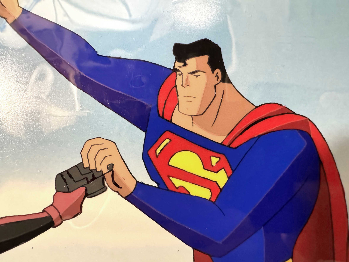 Superman: The Animated Series "A Fish Story" : Superman and Lex Luthor Thugs Original Production Cel Setup (Warner Bros. 1999).