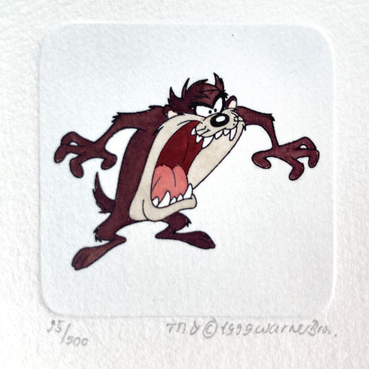 Tasmanian Devil Hand-Colored Sowa & Reiser Sold-Out Limited Edition Cartoon Etching #95/500 (Warner Brothers, c. 1990s-2000s). For Sale on FLIP Gallery