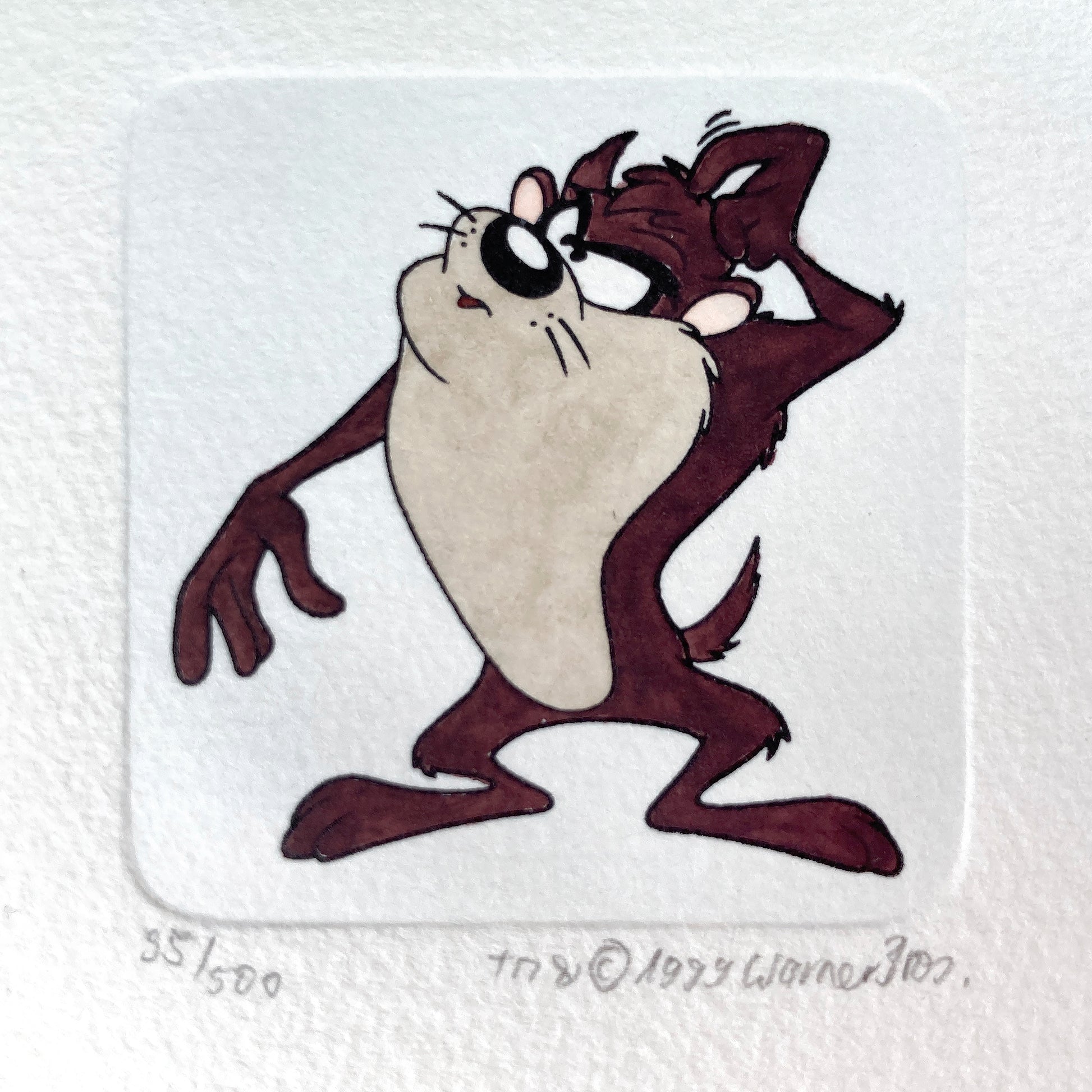 Tasmanian Devil Hand-Colored Sowa & Reiser Sold-Out Limited Edition Cartoon Etching #95/500 (Warner Brothers, c. 1990s-2000s). For sale on FLIP Gallery