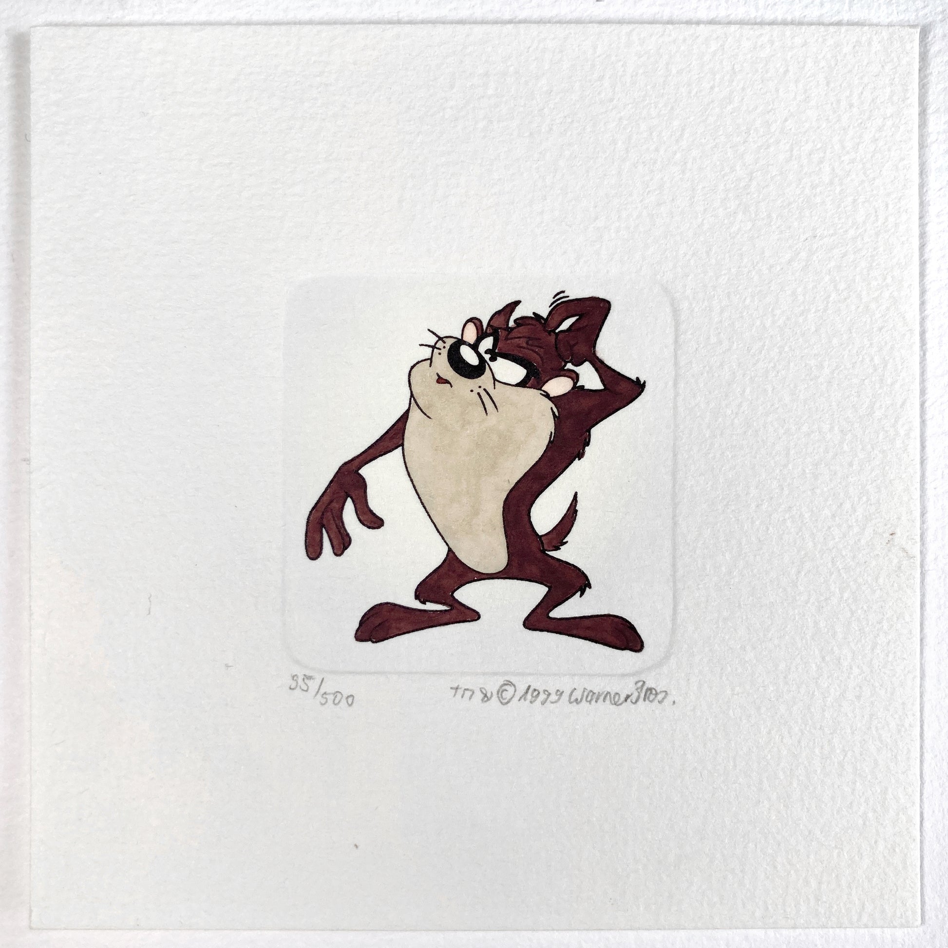 Tasmanian Devil Hand-Colored Sowa & Reiser Sold-Out Limited Edition Cartoon Etching #95/500 (Warner Brothers, c. 1990s-2000s). For sale on FLIP Gallery