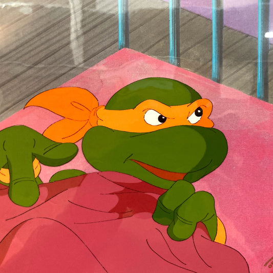Teenage Mutant Ninja Turtles : Michelangelo Original Animation Production Cel – Murakami-Wolf-Swenson (1987–1989). For sale on FLIP Gallery