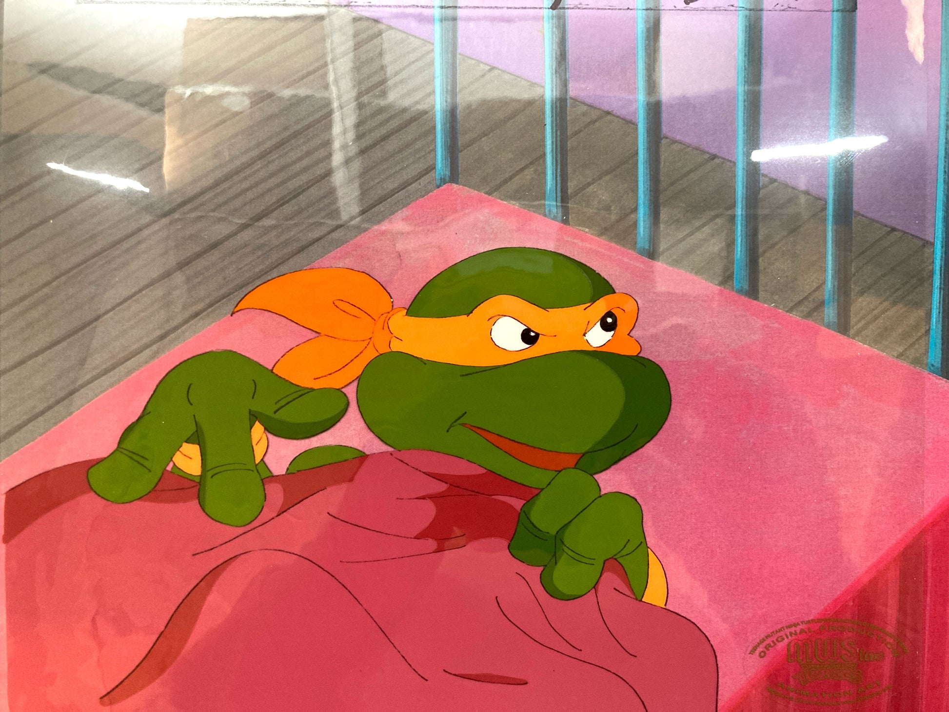 Teenage Mutant Ninja Turtles : Michelangelo Original Animation Production Cel – Murakami-Wolf-Swenson (1987–1989). For sale on FLIP Gallery