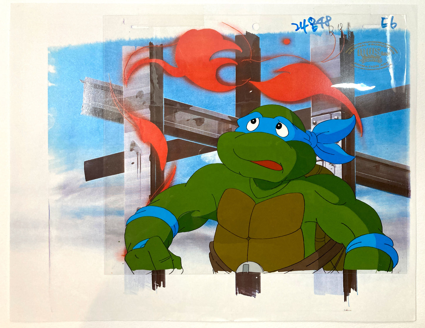 Teenage Mutant Ninja Turtles : Leonardo Original Production Cel – Murakami-Wolf-Swenson (1987–1989). For sale on FLIP Gallery