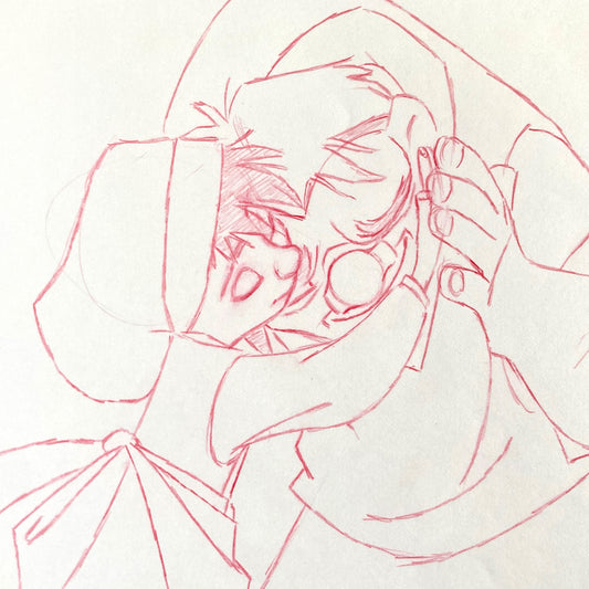The Hunchback of Notre Dame: Original Production Used Animation Drawing of Quasimodo and a Little Girl (Walt Disney, 1996). For sale on FLIP Gallery