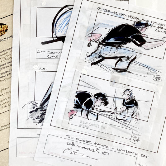 The Hunger Games : 2 Original Storyboards Art Signed (Lions Gate, 2012) with Certificate
