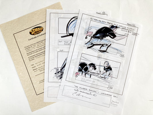 The Hunger Games - 2 Original Storyboards Art Signed (Lions Gate, 2012) with signed Certificate