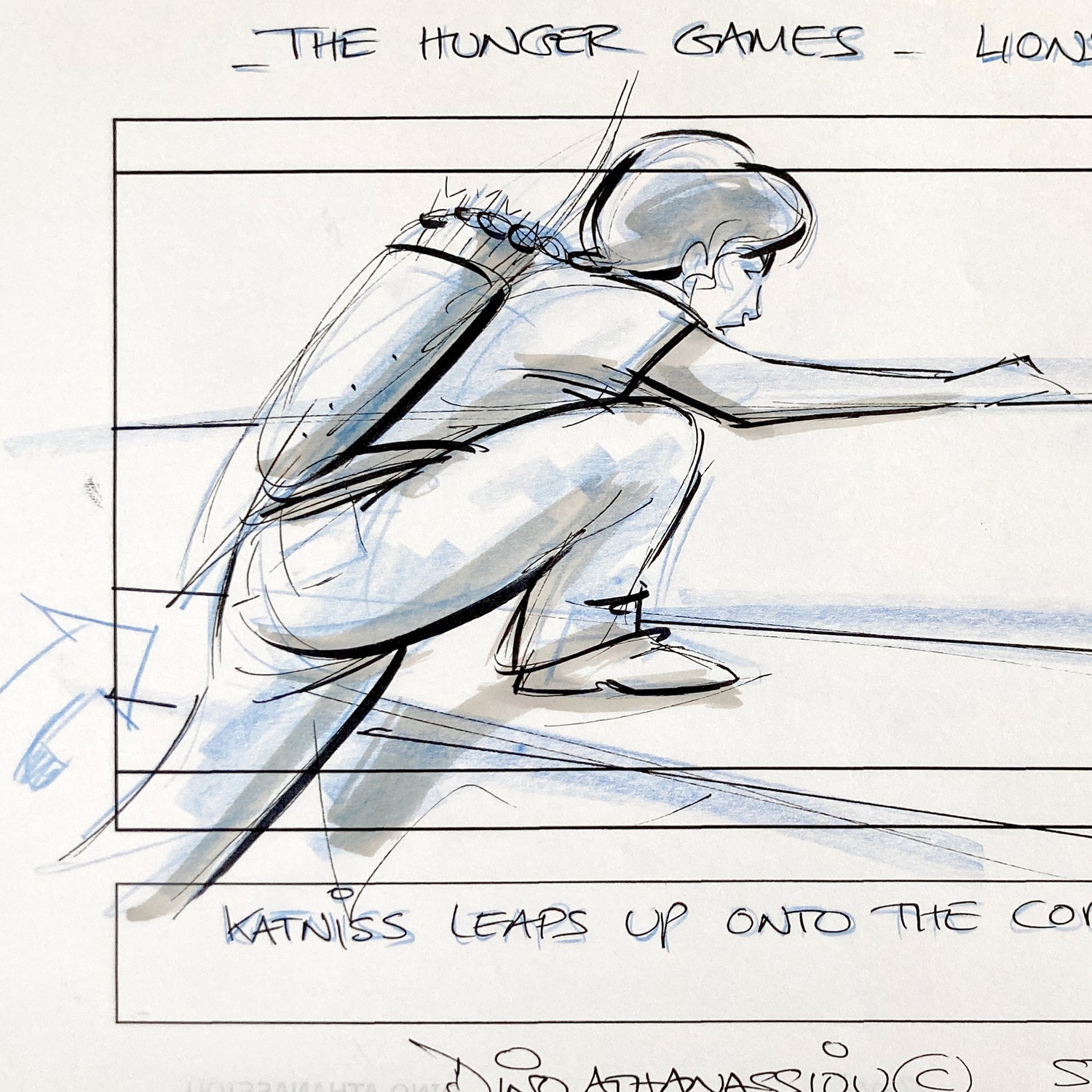 The Hunger Games : Original Production Used Storyboard Art Signed by Dino Athanassiou (Lions Gate, 2012). For sale on FLIP Gallery